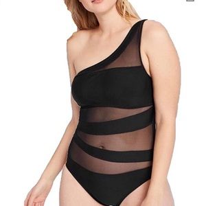 Shade & Shore Mesh Block One Shoulder One Piece Black Suit Size M 8 - 10 NEW!